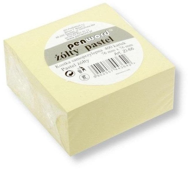 Kostka samoprzylepna pastel żółty 76x76mm 400K