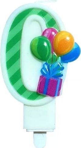 MK TRADE Świeczka cyfra 0 z balonami