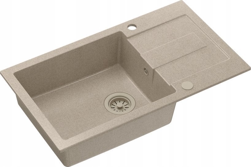 Zlewozmywak GraniteQ CHRISTIAN 136 XL zlewozmywak granitowy 1-komorowy beżowy (78x45x18,5) z zaślepką i odpływem bezowym (komora 45x38 cm)
