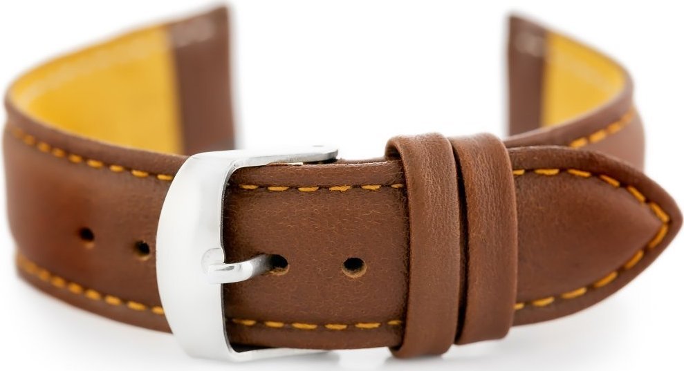 Pasek skórzany do zegarka W83L - brązowy - 22mm