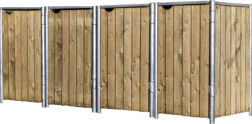 Hide Hide Drewniana skrzynia na śmieci na 4 kosze na śmieci 240 litrów Natura 81x279x115cm