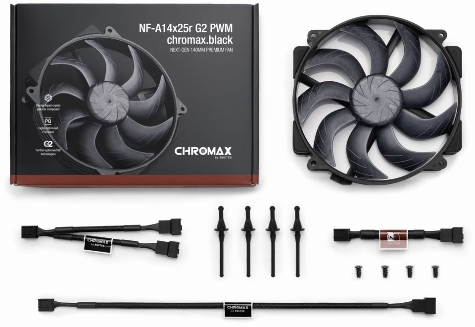 Wentylator Noctua NF-A14x25r PWM chromax.black wentylator obudowy 140 mm