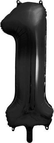 Party Deco BALON FOLIOWY CYFRA 1 CZARNY 86CM
