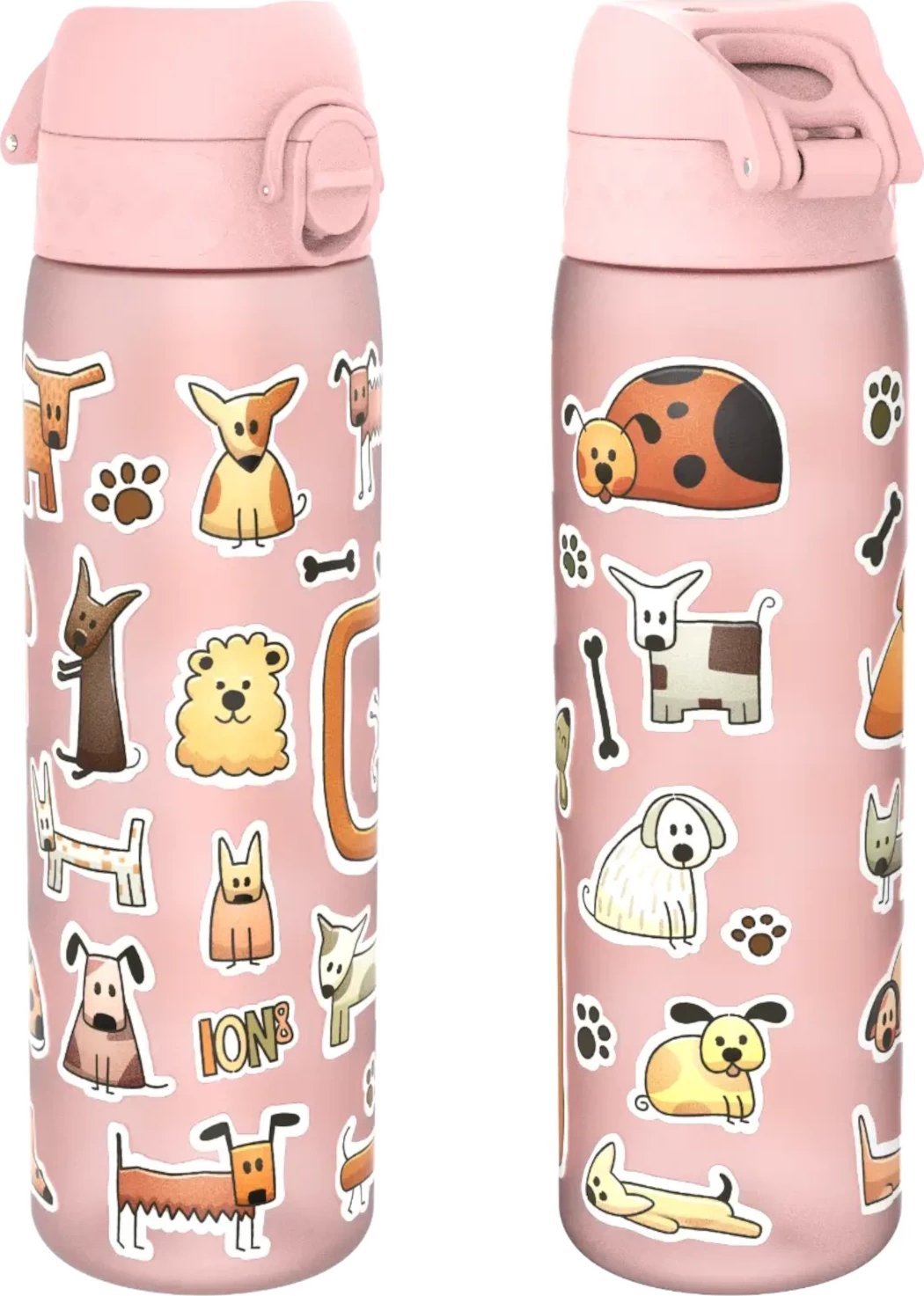 ion8 Różowa butelka na wodę dla dzieci w pieski 500 ml