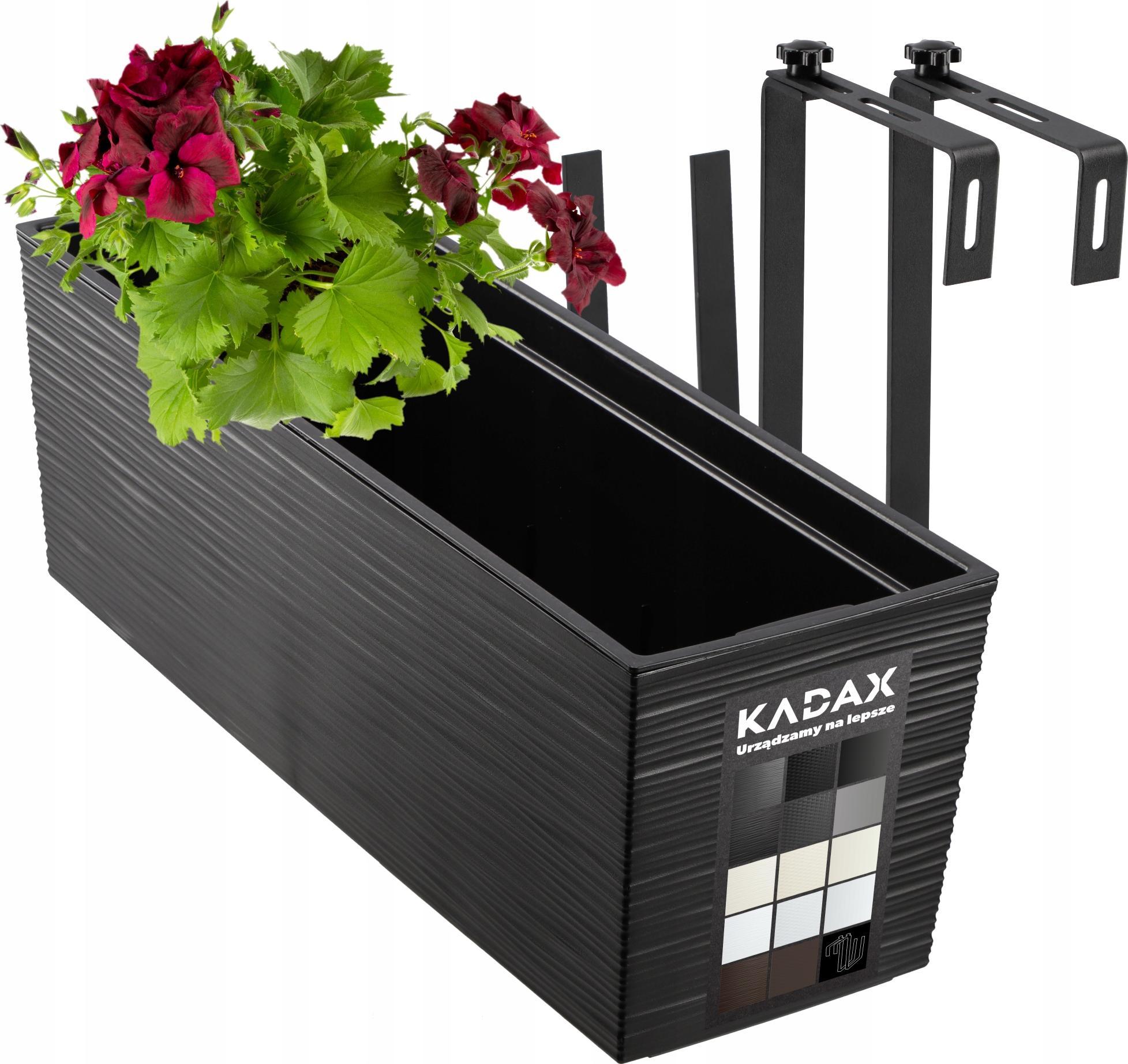 Kadax DONICZKA SKRZYNKA BALKONOWA UCHWYTY 19x56cm CZARNA