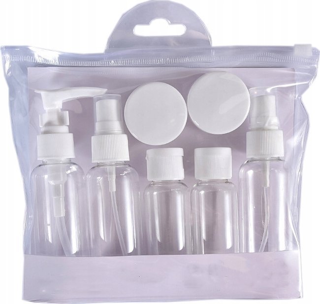 Korbi BUTELKI POJEMNIKI PODRÓŻNE NA KOSMETYKI DO SAMOLOTU BAGAŻU ZESTAW 10 EL