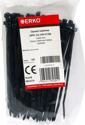 Organizer Erko Opaska zaciskowa czarna OPK 140/3,6 op.100szt ERKO