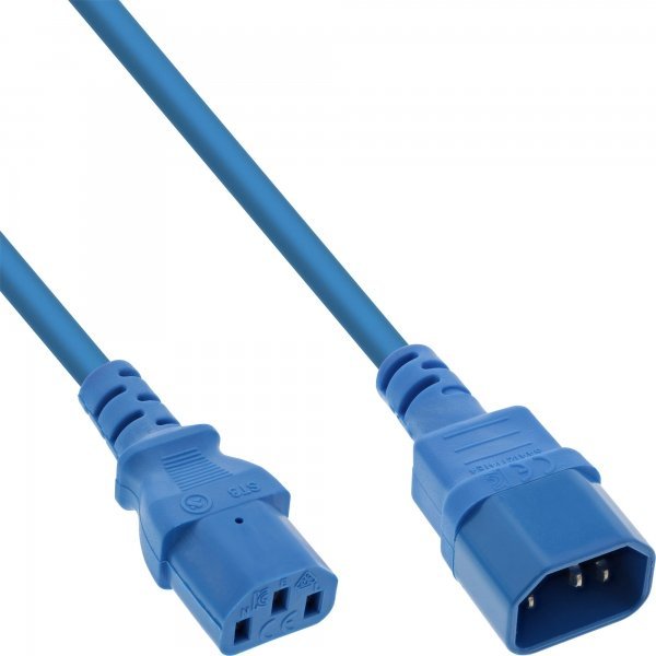 Kabel zasilający InLine 75pcs. Bulk-Pack ® Power cable extension, C13 to C14, blue, 0.5m