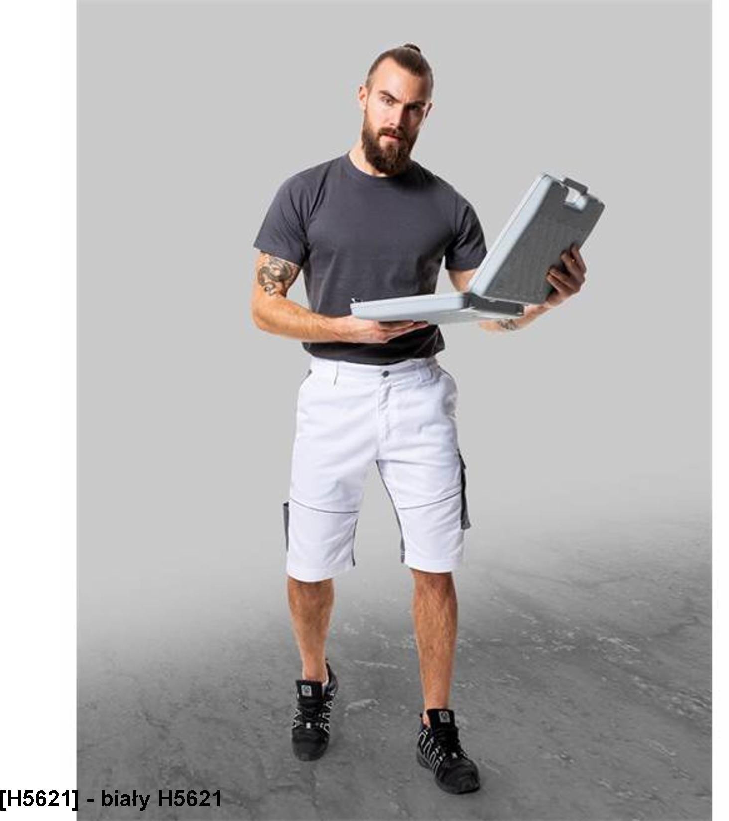 SUMMER ARDON - modne szorty, dopracowana sylwetka, odblaskowe elementy - biały H5621 48