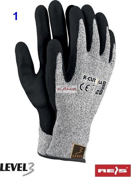 R.E.I.S. R-CUT3-LA ,NI, PU - rękawice z przędzy HDPE powlekane latexem 7