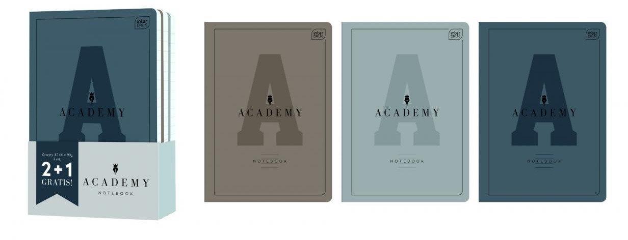 Zeszyt A5/60K linia Academy Hybrid Carbon 3szt EDUKAMP