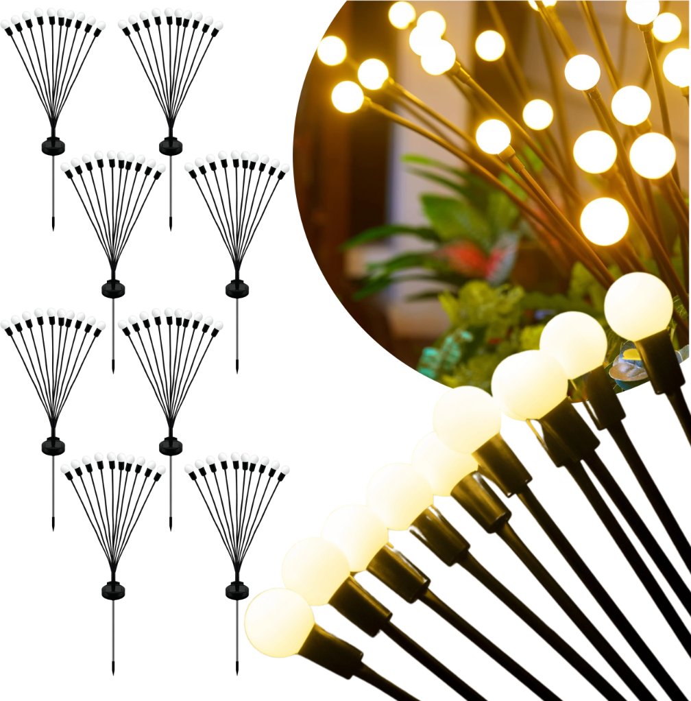 BLIXTAR 8X Lampa Solarna Ogrodowa 10x LED Wbijane Drzewko Kulki Oświetlenie