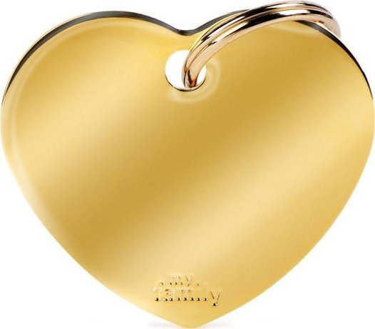 Zawieszka Adresówka Identyfikator z grawerem dla psa i kota serce duże złote