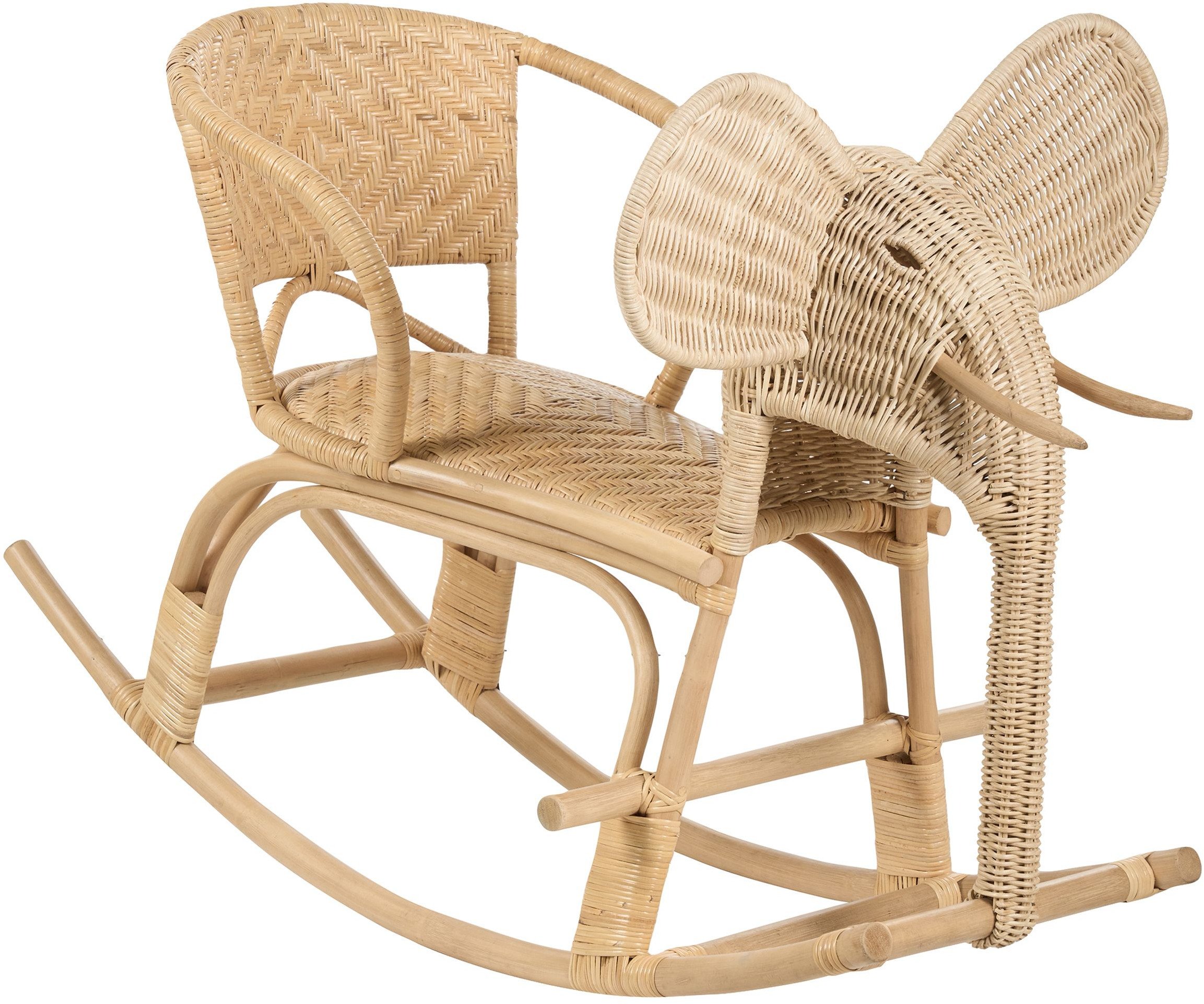 Rattanowy bujak na biegunach słoń naturalny AMPOLLINO