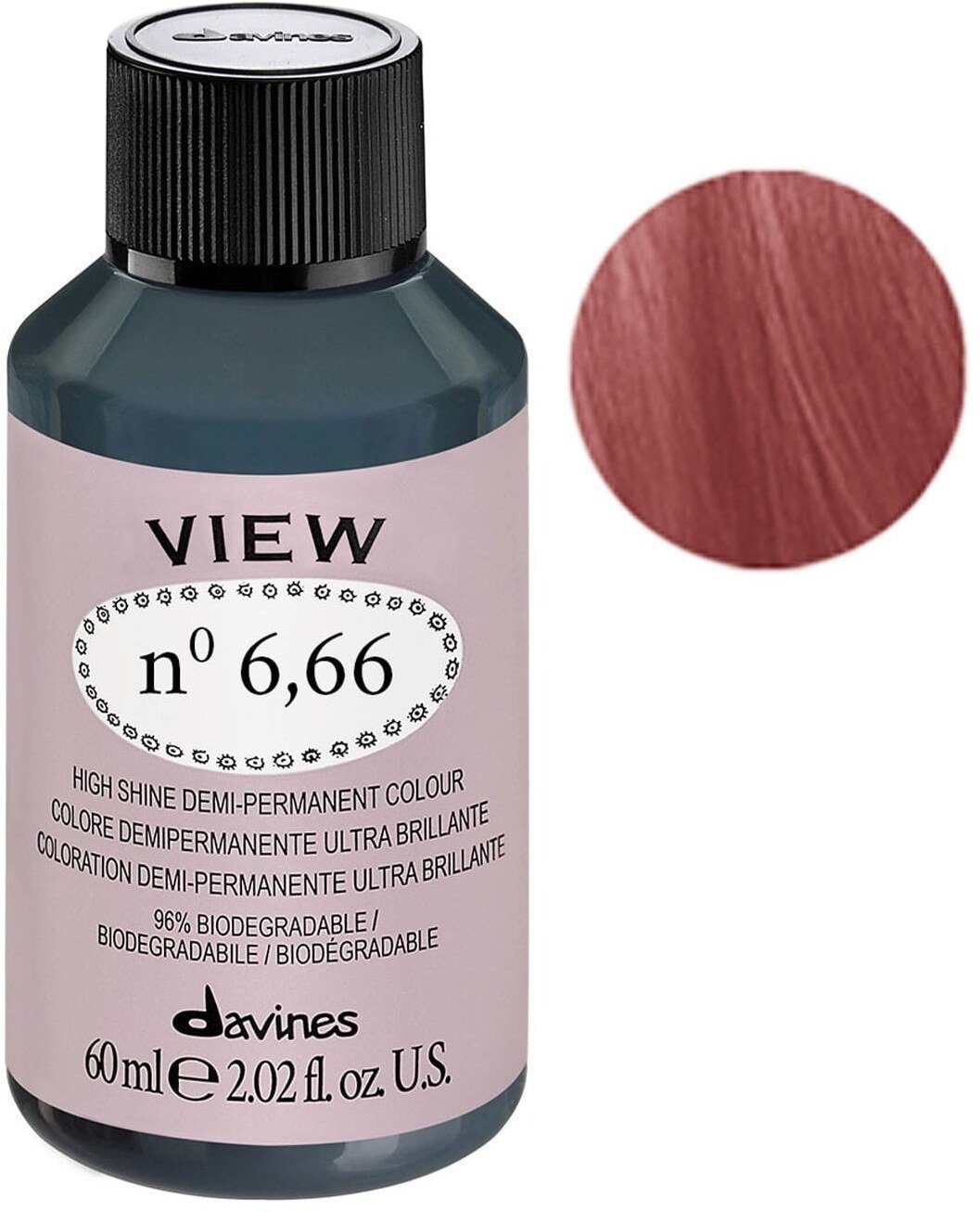 Davines, View, Demi-Permanent Hair Dye, 6.66 , 60 ml For Women