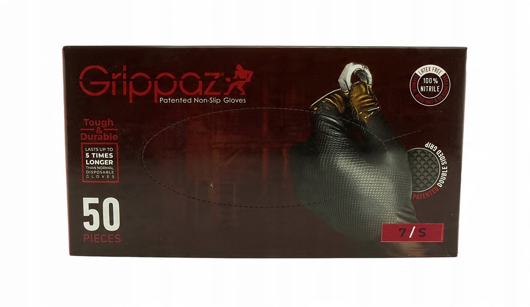 Disposable nitrile gloves with rough palm GRIPAZZ, black, size S (50pcs.)