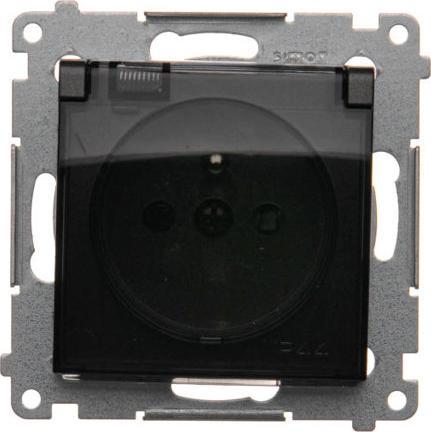 Kontakt-Simon Simon54 Gniazdo wtyczkowe z uziemieniem klapka DGZ1BZ.01/49A czarny