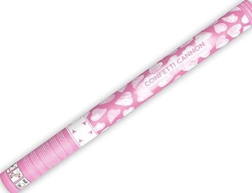 Party Deco Tuba strzelająca konfetti, białe serduszka, 60 cm uniwersalny