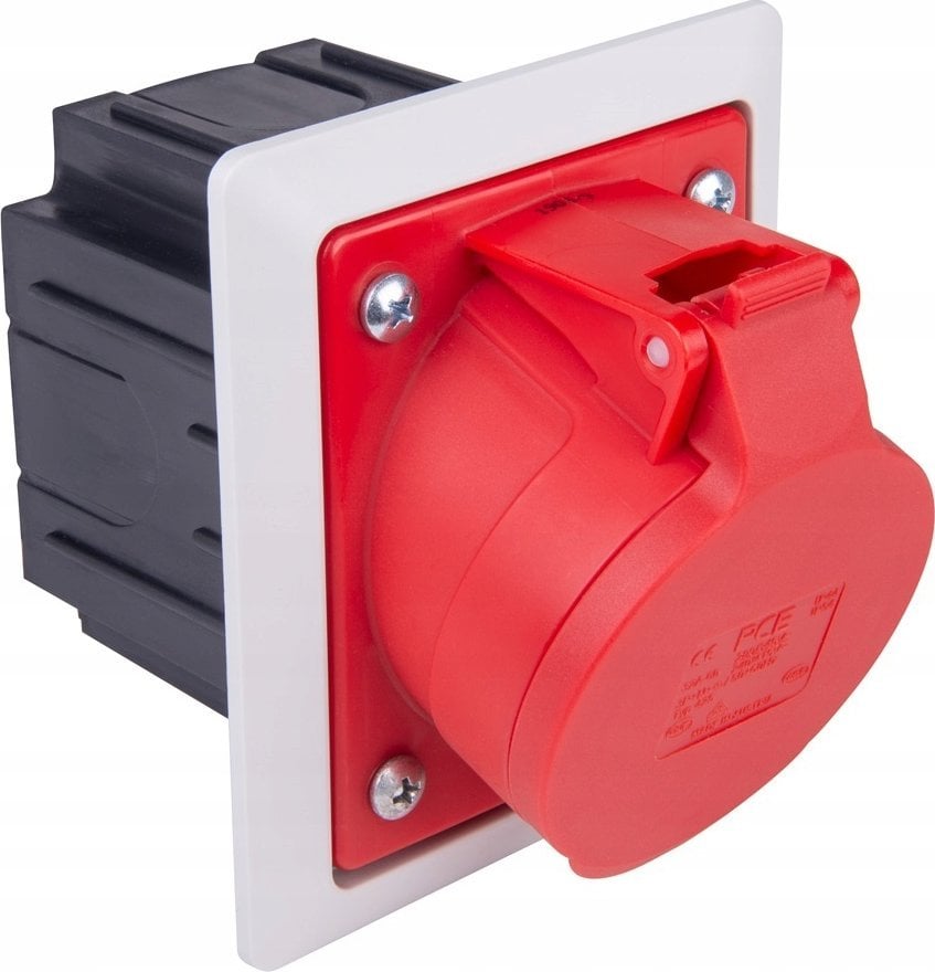 PCE Gniazdo tablicowe z puszką 16A 4P 400V /80x97/ czerwone IP44 TWIST 414-6pkr