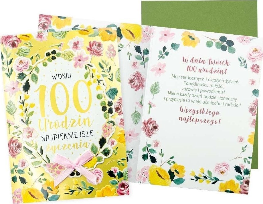 Karnet B6 Urodziny 100 (kwiaty)