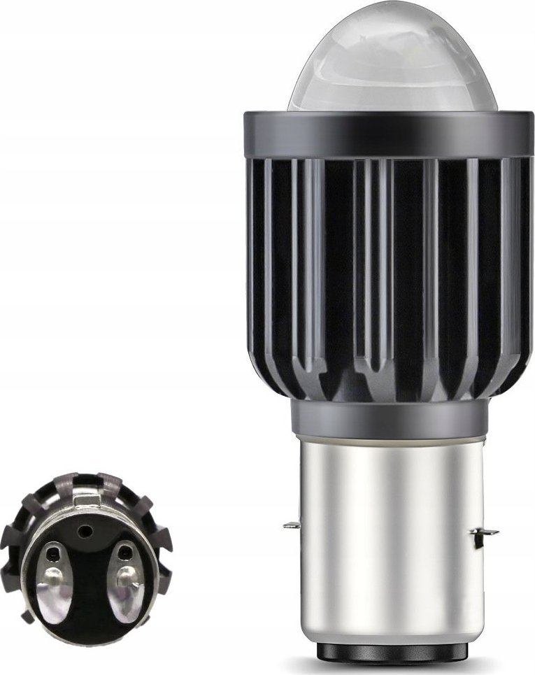 SKLEPLEDY ŻARÓWKA LED BA20D MOTOCYKLOWA 6000K SOCZEWKA