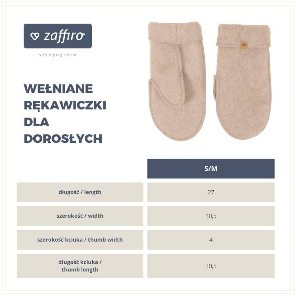 Zaffiro - Rękawiczki dla dorosłych Wełna premium S/M Beige U