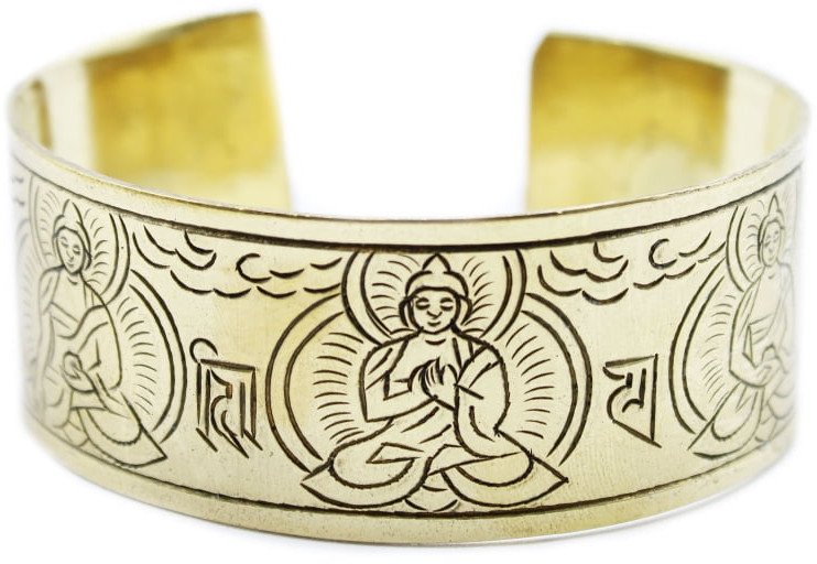 Mosiężna Tybetańska Bransoletka - Five Buddha
