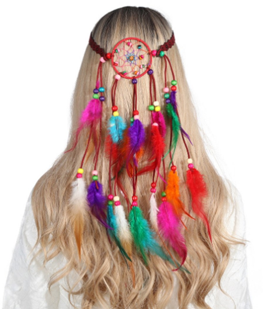 Pióropusz OPASKA do Włosów ŁAPACZ SNÓW PIÓRKA A14