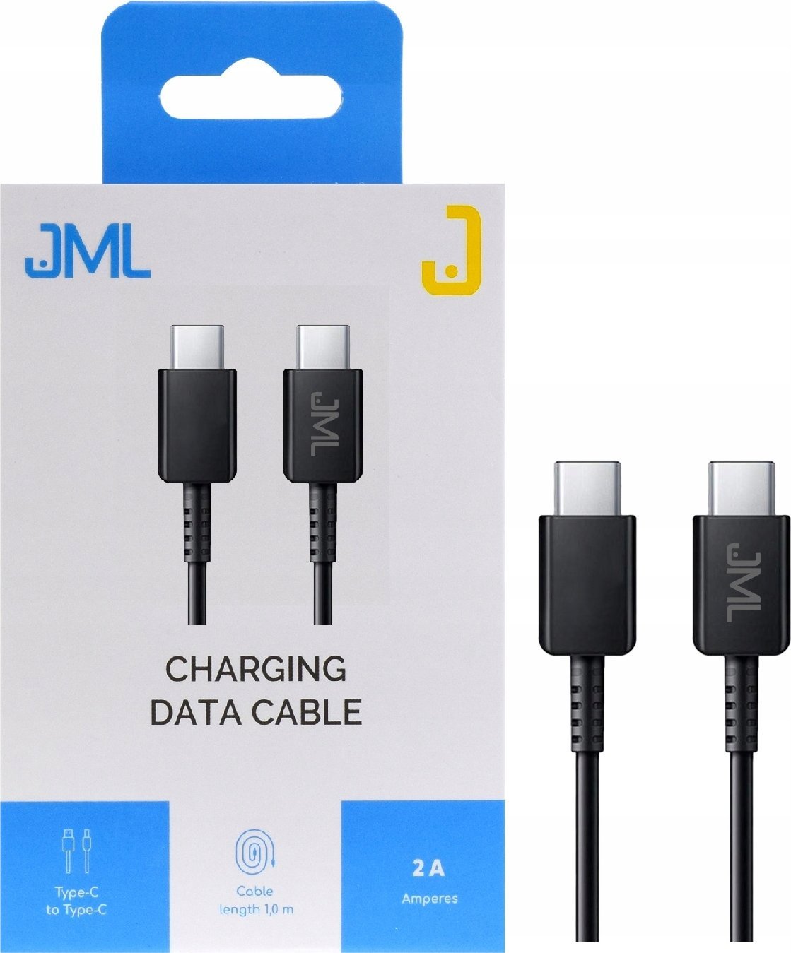 Kabel USB JML USB-C - USB-C 1 m Czarny