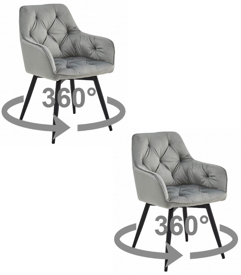 Krzesło JORK360 - aksamit srebrno-szary / nogi czarne x 2