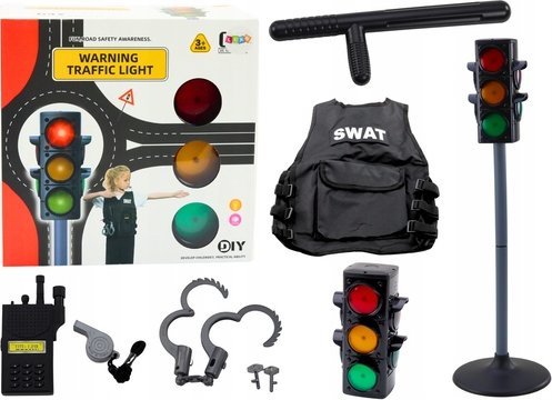 LeanToys Zestaw Edukacyjny Policjanta Kierowanie Ruchem Sygnalizator 10 El