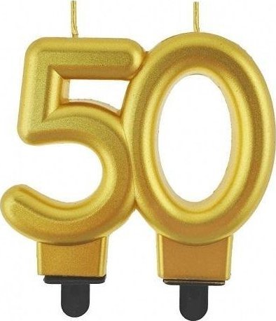 GoDan Świeczka cyferka 50 Beauty&Charm metalik złota 8cm