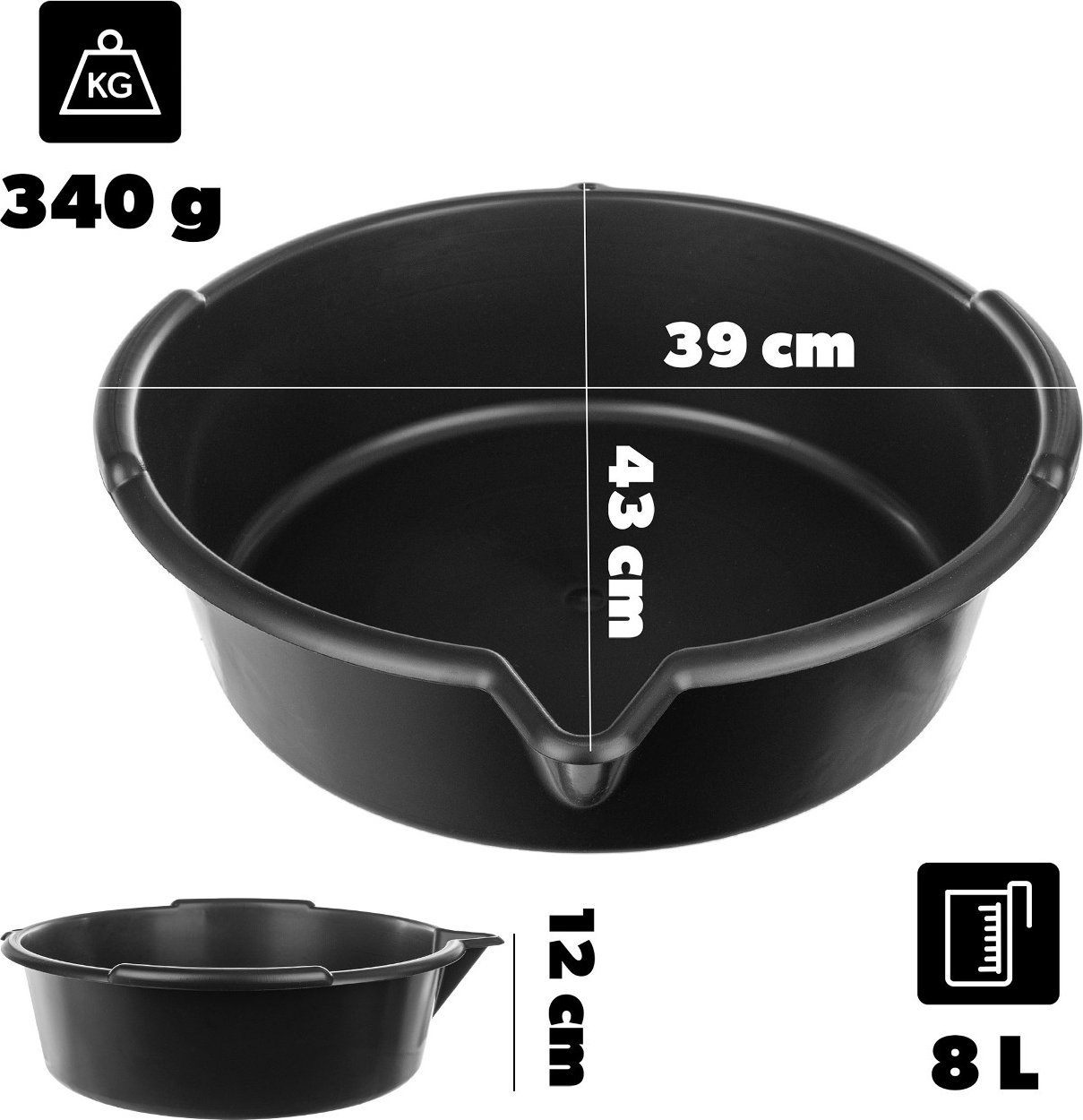 Kadax KADAX Miska warsztatowa, gospodarcza 8L czarna