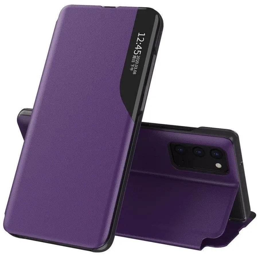 Hurtel Eco* Leather View Case elegancki futerał etui z klapką i funkcją podstawki Samsung Galaxy A72 4G fioletowy