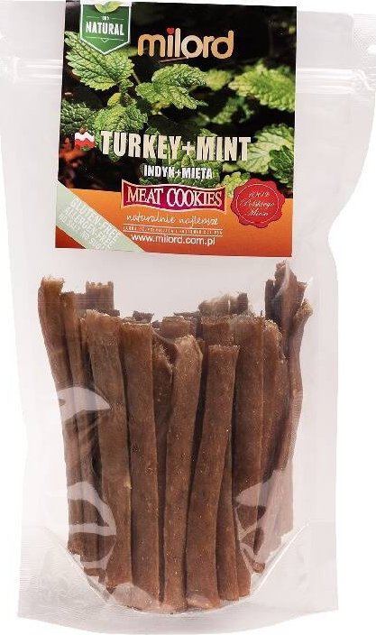 Przysmak dla psa Milord indyk z miętą paski 70 g