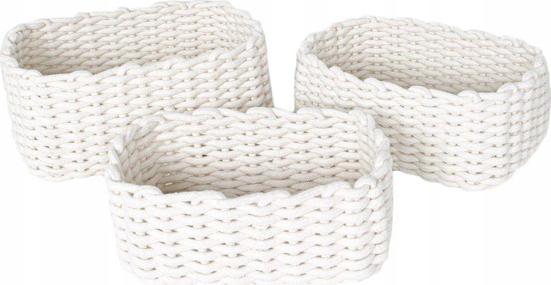 TODAY Koszyki do przechowywania z bawełny Kargo, skandynawski splot, 3 sztuki