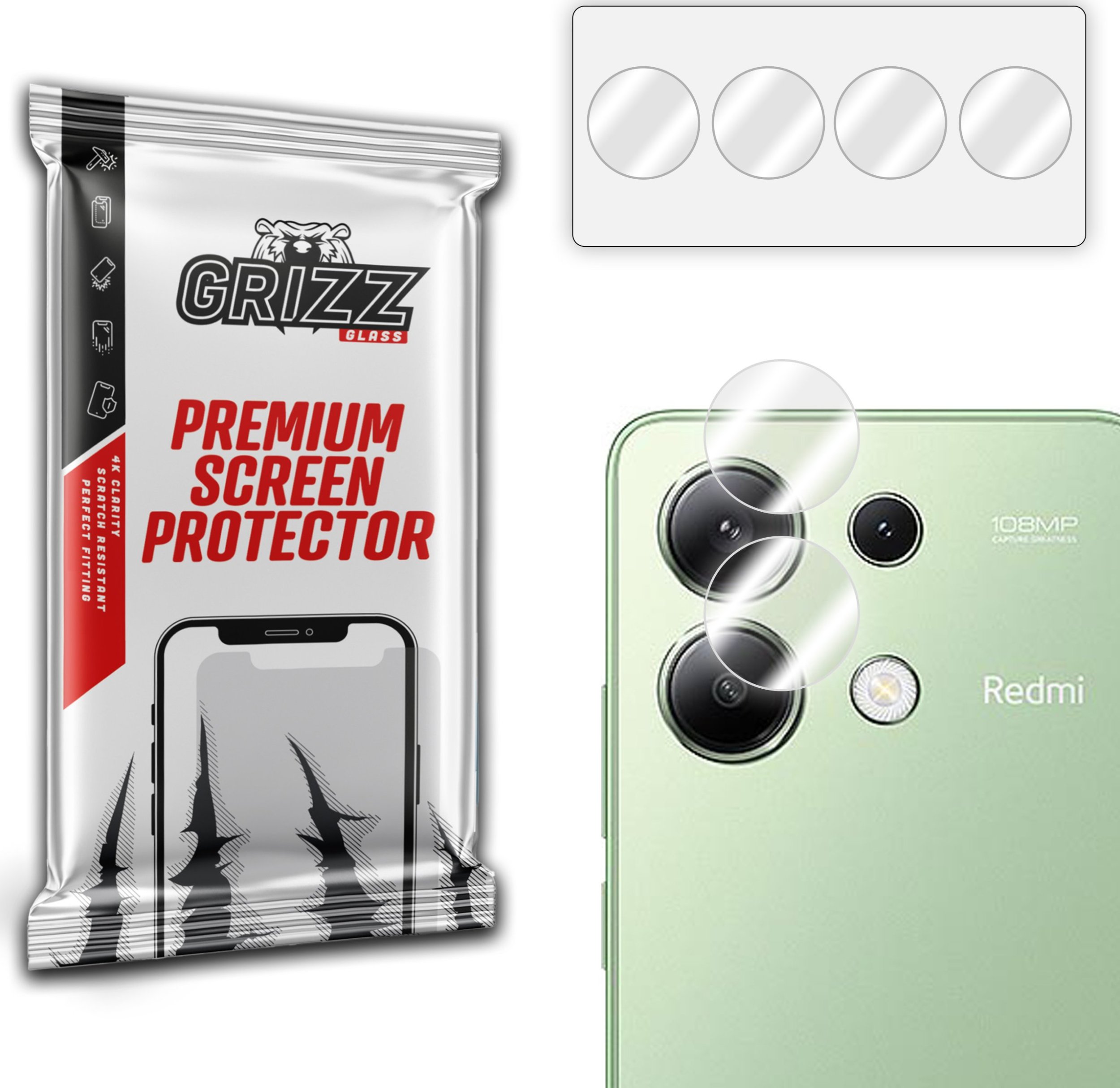 GrizzGlass Szkło na aparat GrizzGlass HybridGlass Camera do Xiaomi Redmi Note 13 4G