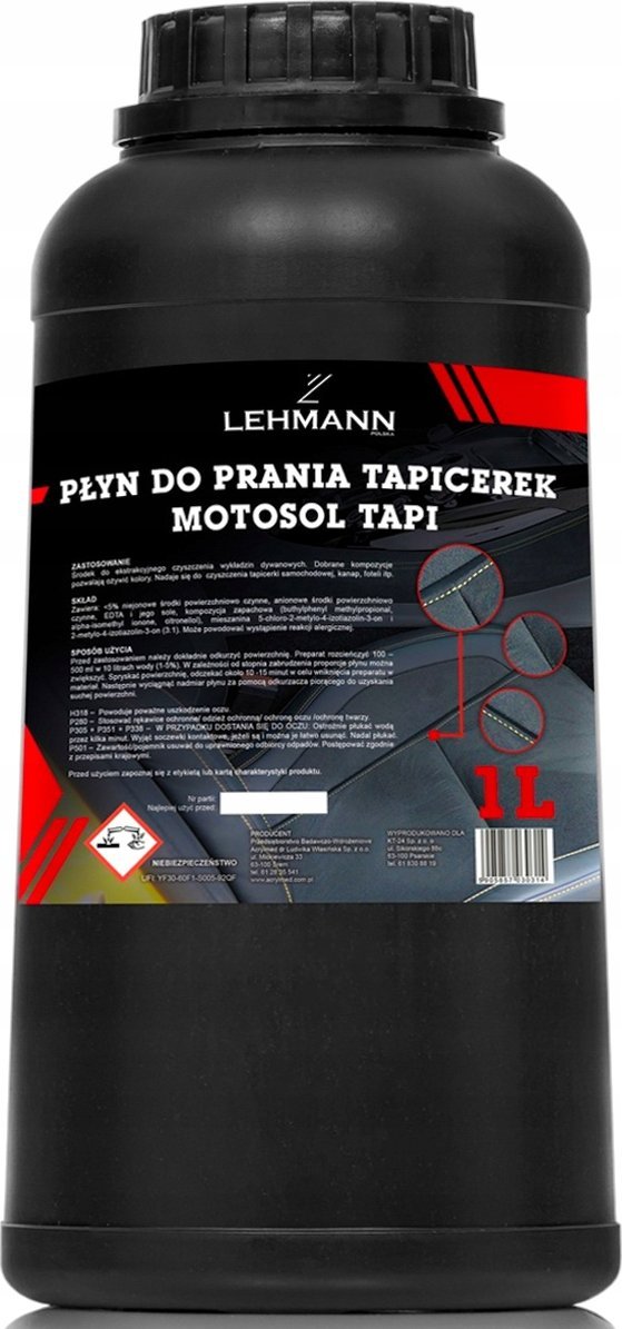 Kanwod Motosol TAPI 1 L - płyn do tapicerek, dywanów DO PRANIA RĘCZNEGO ORAZ ODKURZACZY PIORĄCYCH