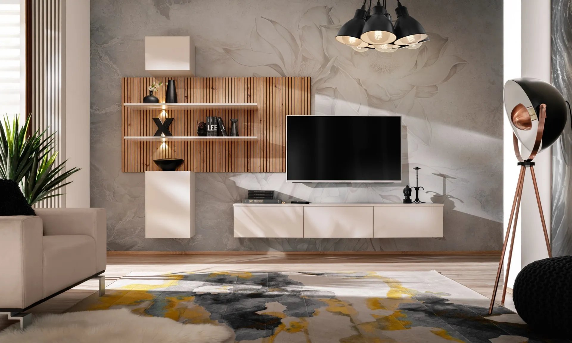 ASM Meble Meblościanka GUSTO PW B kaszmir/dąb artisan ASM Meble