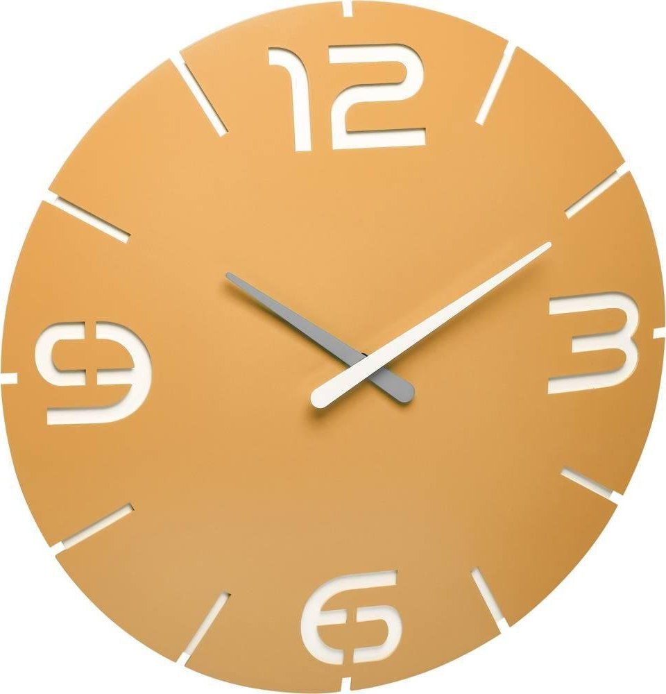 TFA TFA-Dostmann Designer radio-controlled wall clock CONTOUR, Wall, Round, White, Yellow, Plastic, AA, 1.5 V