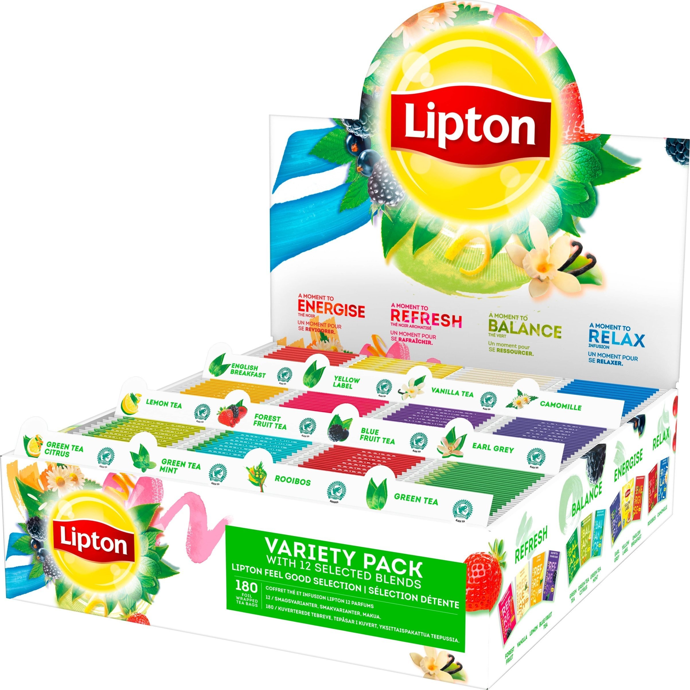 Lipton Zestaw herbat Variety Pack - 12 różnych smaków - łącznie 180 torebek