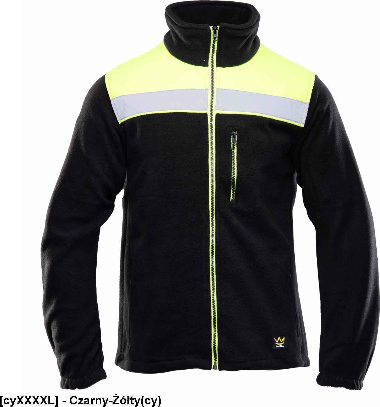 ORPO - POLAR RIVAL wzmocnienia z materiału OXFORD 3 kieszenie zapinany na zamek polar 100% 320 g/m2 pasy odblaskowe - Czarny-Żółty(cy) 4XL.