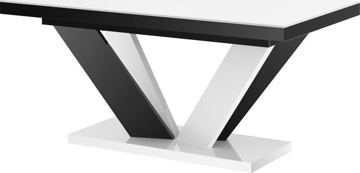 Hubertus Stół VIVA 2 160(256)x89 biały połysk/czarny połysk mix rozkładany