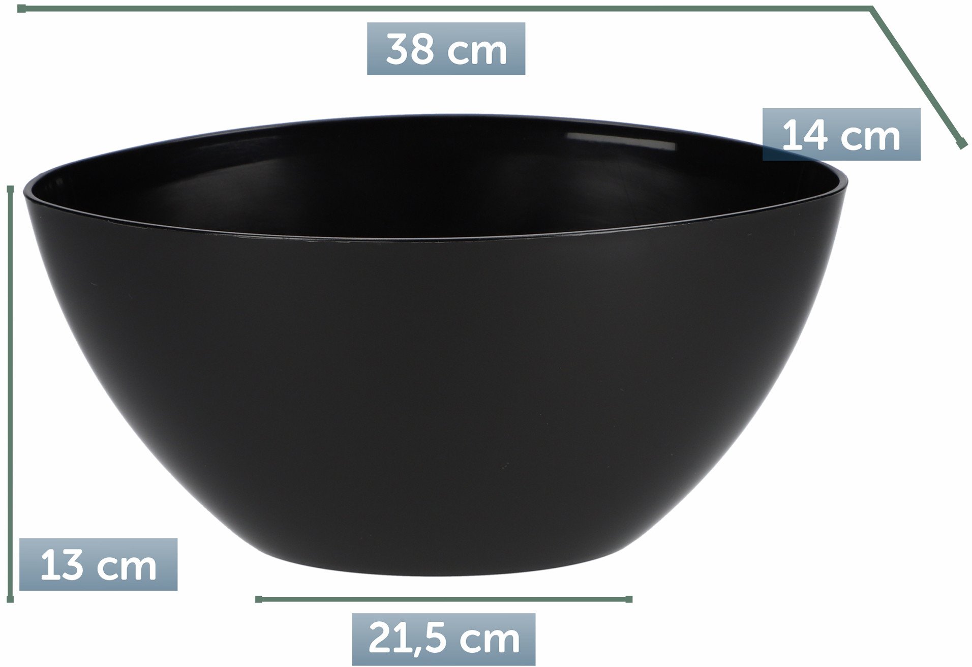 KADAX Doniczka Donica Na Kwiaty 38cm Osłonka Owalna Kwietnik Plastikowa Czarna