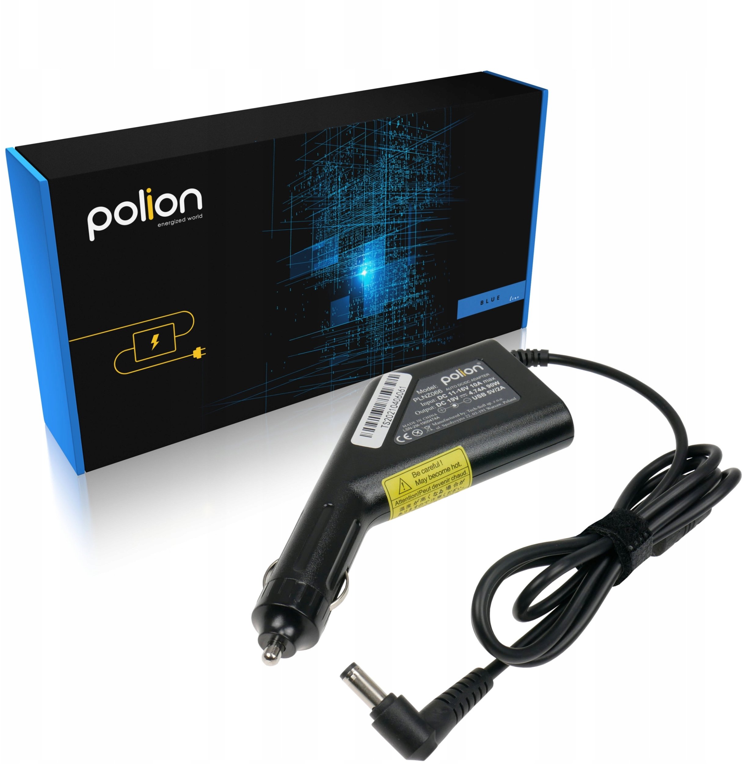 Zasilacz samochodowy do laptopa ASUS 90W 19V 4,74A wtyk 5,5x2,5mm + USB