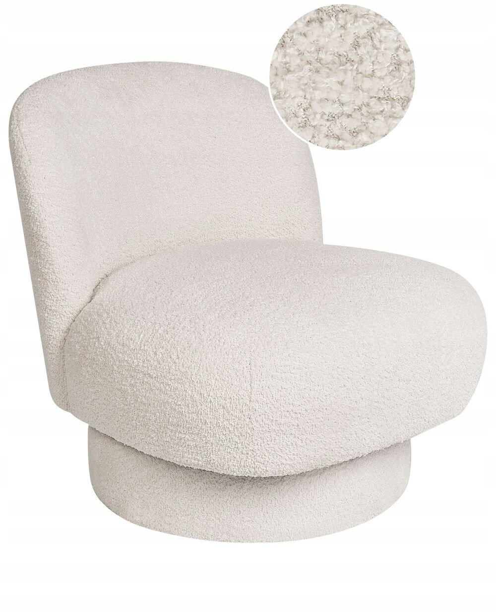 Beliani Fotel obrotowy AYLO Boucle Złamana biel