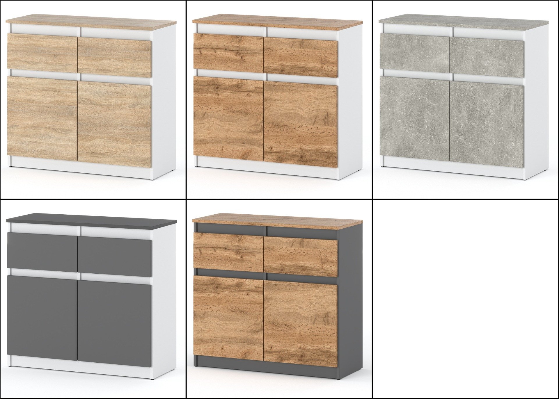 Komoda Oleksa Plus 80cm 2 Szuflady Nowoczesna Szafka Rtv Biała Dąb Wotan