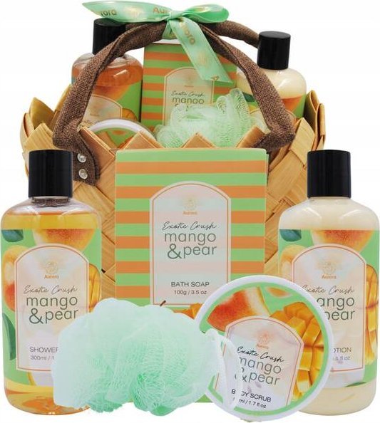 Aurora Aurora 5 elementowy zestaw prezentowy w wiklinowej torebce Mango Gruszka