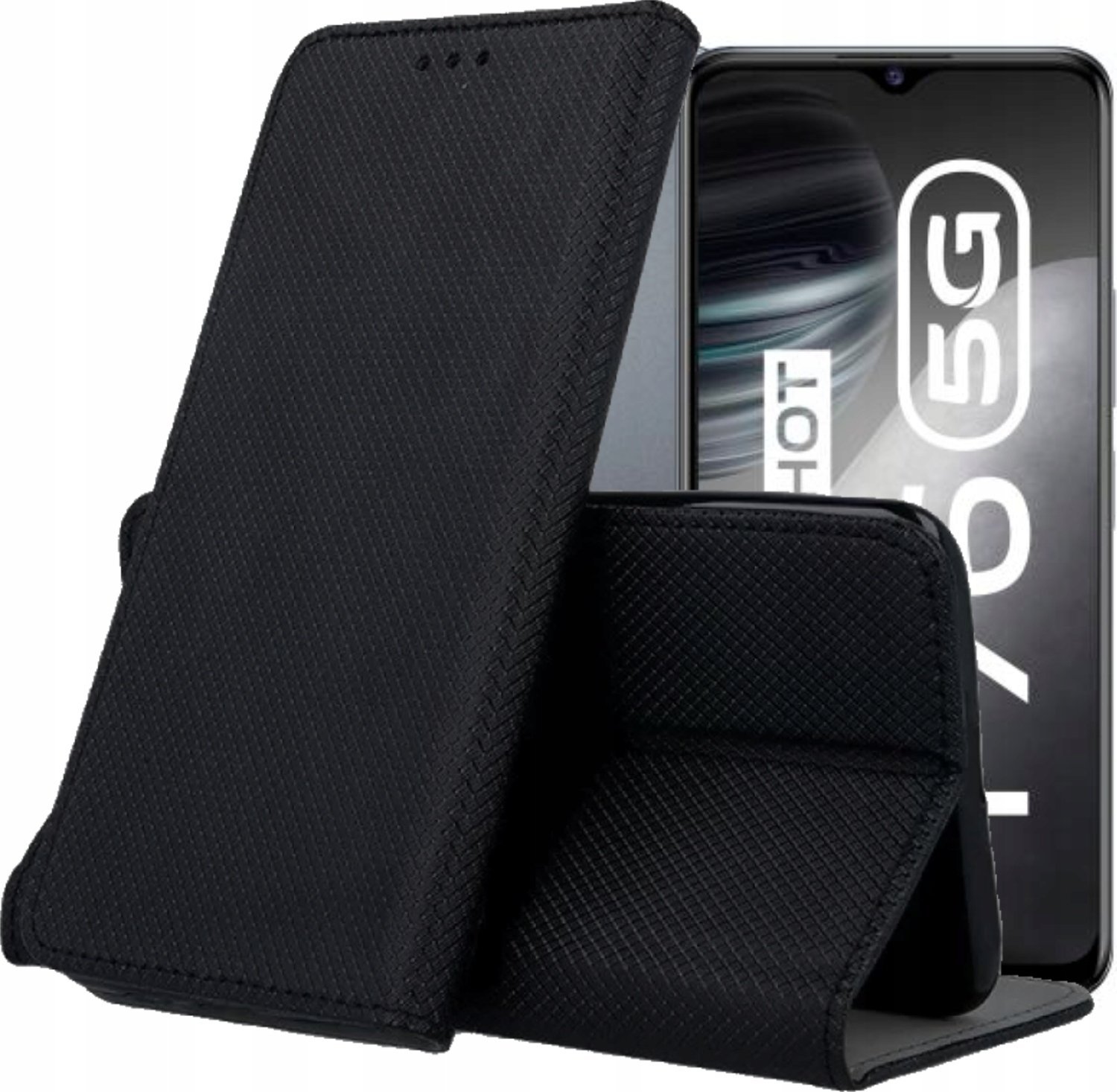 Hello Case ETUI Z KLAPKĄ DO VIVO Y76 5G CZARNE ZAMYKANE MAGNETYCZNE KABURA FUTERAŁ