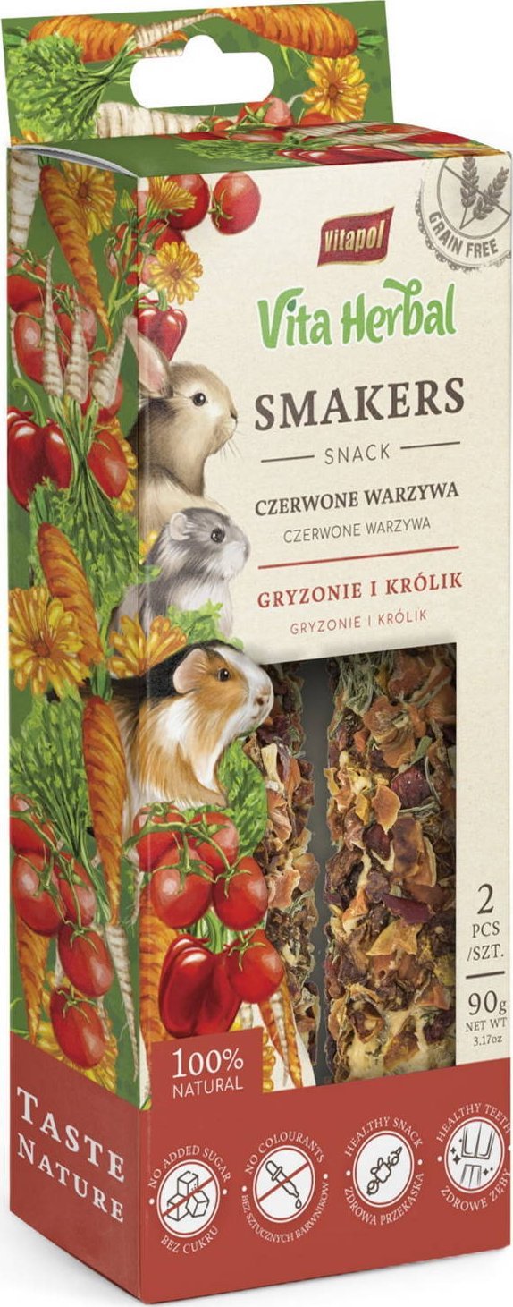 Vitapol Vita Herbal Smakers czerwone warzywa dla gryzoni i królika 90g, 5 szt. display